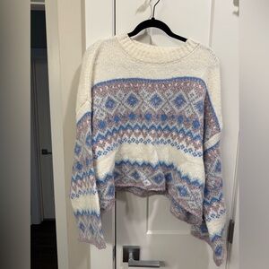 Sincerely Jules Diamond Pattern Sweater - Cream, Blue, and Purple